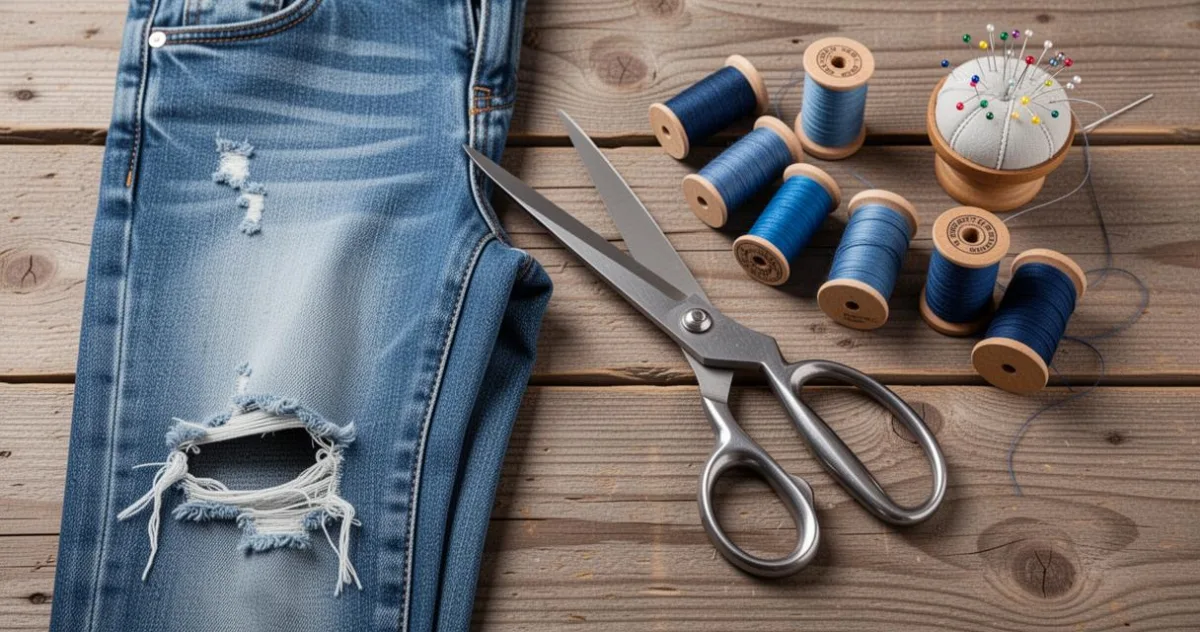 DIY mode : technique efficace pour rapiécer un trou au genou d'un pantalon sans machine – image 3