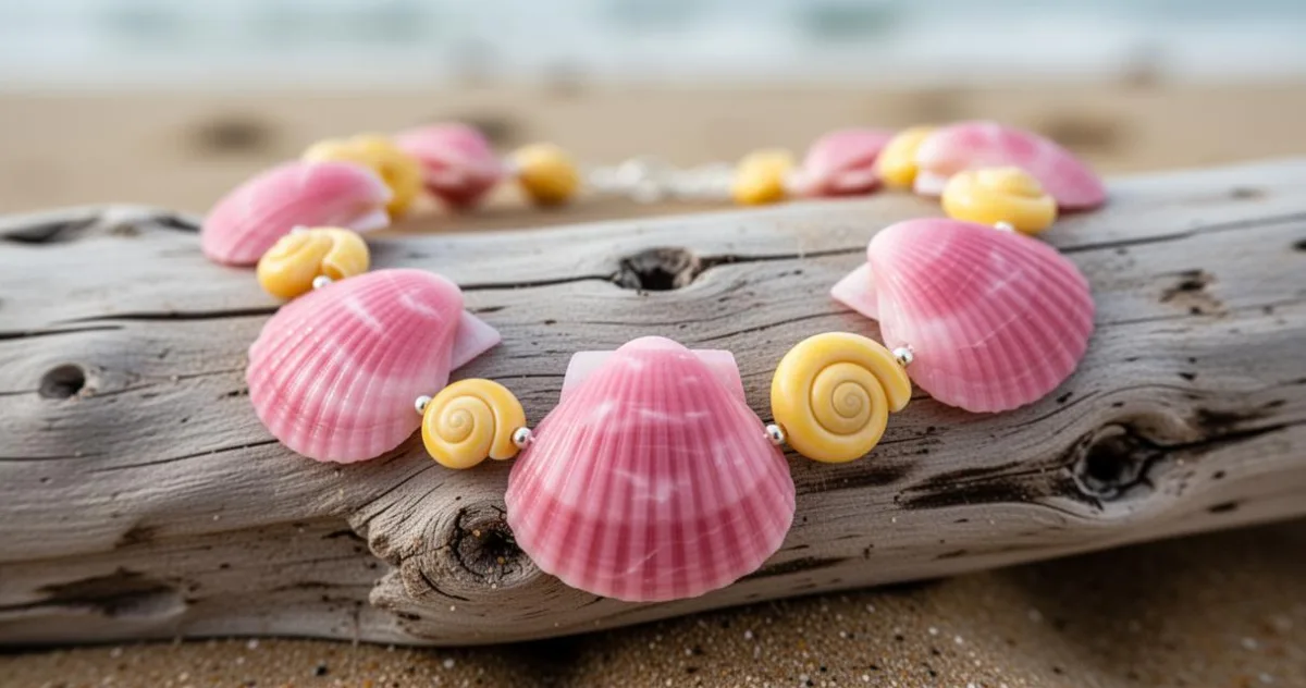 Osez les couleurs avec notre sélection de colliers coquillage jaune et rose – image 3