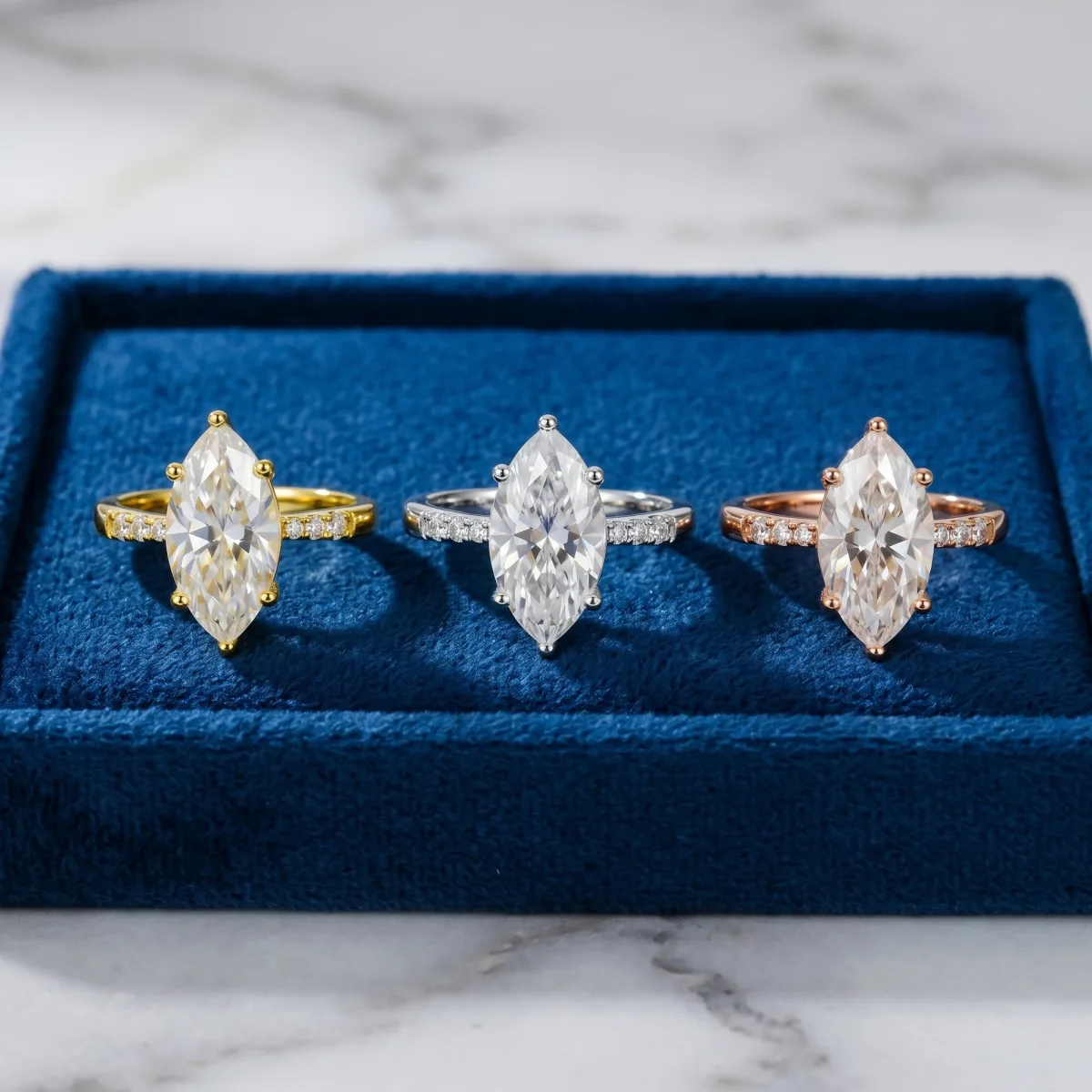 Bague marquise moissanite 5 carats