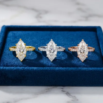 Bague marquise moissanite 5 carats