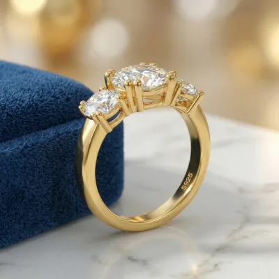 Bague moissanite à trois pierres – image 2