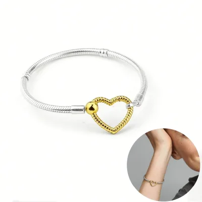 Bracelet chaîne serpent cœur en argent 925 – image 2