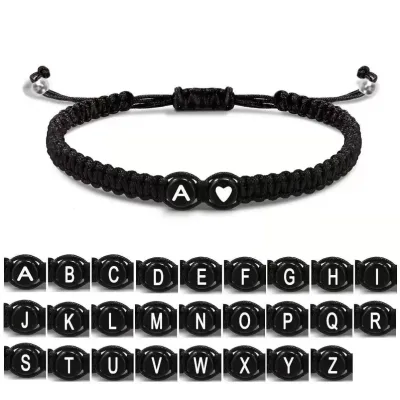 Bracelet cœur à initiale, chaîne corde – image 2