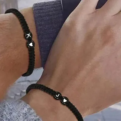 Bracelet cœur à initiale, chaîne corde – image 3
