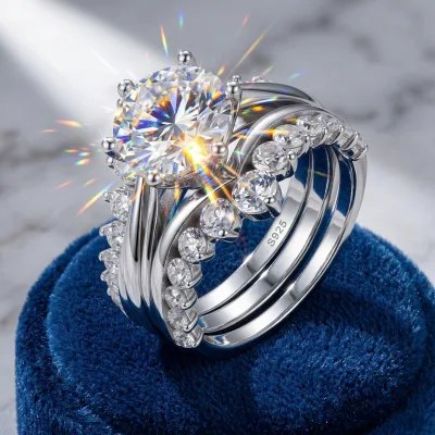 Ensemble de bagues couronne en moissanite