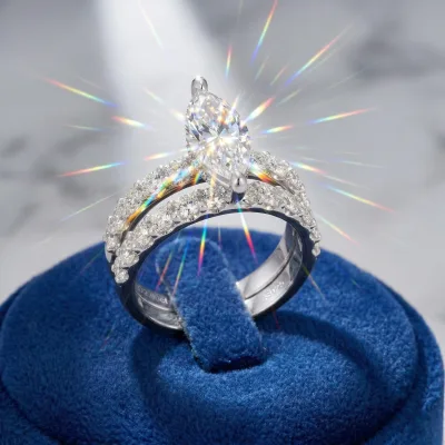 Ensemble de bagues moissanite taille poire – image 2