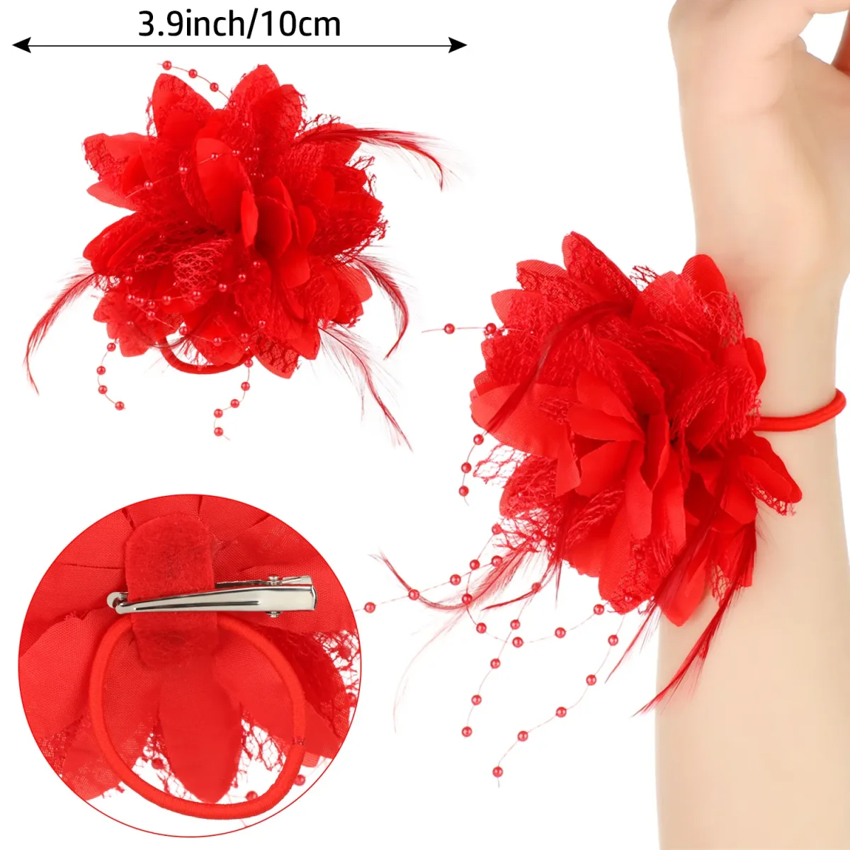 Fascinateur fleur en plumes et perles