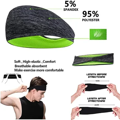 Lot de 3 bandeaux de sport élastiques en nylon – image 2