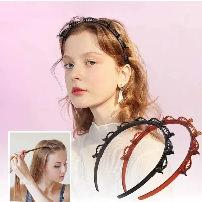 Serre-tête avec pinces à frange, noir ou brun – image 2