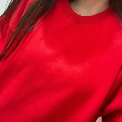 Sweat col rond uni en coton pour femme – image 2